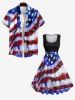 Plus Size Patriotic American Flag Tie Dye Print 1950s Vintage Dress -  