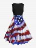 Plus Size Patriotic American Flag Tie Dye Print 1950s Vintage Dress -  
