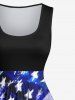 Plus Size Patriotic American Flag Tie Dye Print 1950s Vintage Dress -  