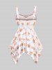 Plus Size Ombre Flower Print Lace Up Backless Handkerchief Tank Top -  