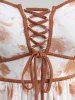 Plus Size Ombre Flower Print Lace Up Backless Handkerchief Tank Top -  