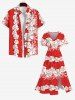 Plus Size Tropical Flowers Wreath Print Hawaii Split Midi Dress -  