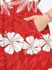 Plus Size Tropical Flowers Wreath Print Hawaii Split Midi Dress -  