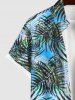 Plus Size Tropical Leaf Print Buttons Pocket Hawaii Shirt For Men -  