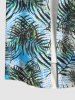 Plus Size Tropical Leaf Print Buttons Pocket Hawaii Shirt For Men -  
