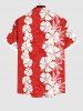 Plus Size Tropical Flowers Wreath Print Buttons Pocket Hawaii Shirt For Men -  