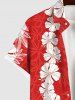 Plus Size Tropical Flowers Wreath Print Buttons Pocket Hawaii Shirt For Men -  