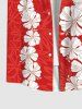Plus Size Tropical Flowers Wreath Print Buttons Pocket Hawaii Shirt For Men -  