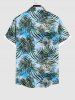Plus Size Tropical Leaf Print Buttons Pocket Hawaii Shirt For Men -  