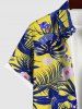 Plus Size Tropical Leaf Flowers Print Buttons Pocket Hawaii Shirt For Men -  