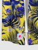 Plus Size Tropical Leaf Flowers Print Buttons Pocket Hawaii Shirt For Men -  