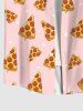 Plus Size Pizza Print Button Pocket Shirt For Men -  
