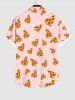 Plus Size Pizza Print Button Pocket Shirt For Men -  