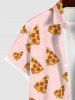 Plus Size Pizza Print Button Pocket Shirt For Men -  