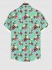 Plus Size Cute Dog Heart Paw Print Button Pocket Shirt For Men -  