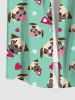 Plus Size Cute Dog Heart Paw Print Button Pocket Shirt For Men -  