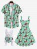 Plus Size Cute Dog Heart Paw Print Button Pocket Shirt For Men -  