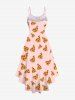 Plus Size Pizza Print High Low Asymmetric Backless A Line Cami Dress -  