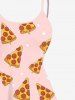 Plus Size Pizza Print High Low Asymmetric Backless A Line Cami Dress -  