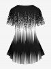 Plus Size Floral Two Tone Light Beam 3D Print T-shirt -  