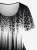 Plus Size Floral Two Tone Light Beam 3D Print T-shirt -  
