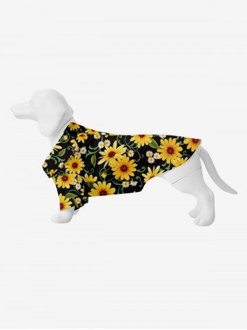 Pet's Sunflowers Daisy Floral Leaf Print Hawaii Shirt - MULTI-A - L