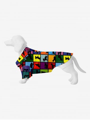 Pet's Colorful Plaid Colorblock Animal Zoo Print Button Shirt - BLACK - 2XL