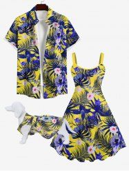 Suite de Maillot de Doigt Lustrés en Forme de Fleur Tropicale et Feuille Tropicale pour Chien Style Hawaïen - Multi-A 