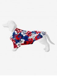Pet's Tropical Leaf Hibiscus Flowers Print Hawaii Shirt -  
