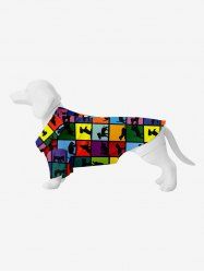 Pet's Colorful Plaid Colorblock Animal Zoo Print Button Shirt -  