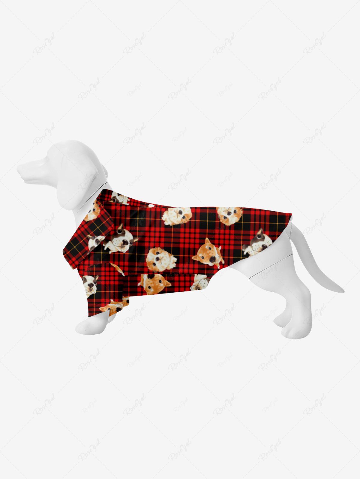 Online Pet's Cute Dog Plaid Print Button Shirt  