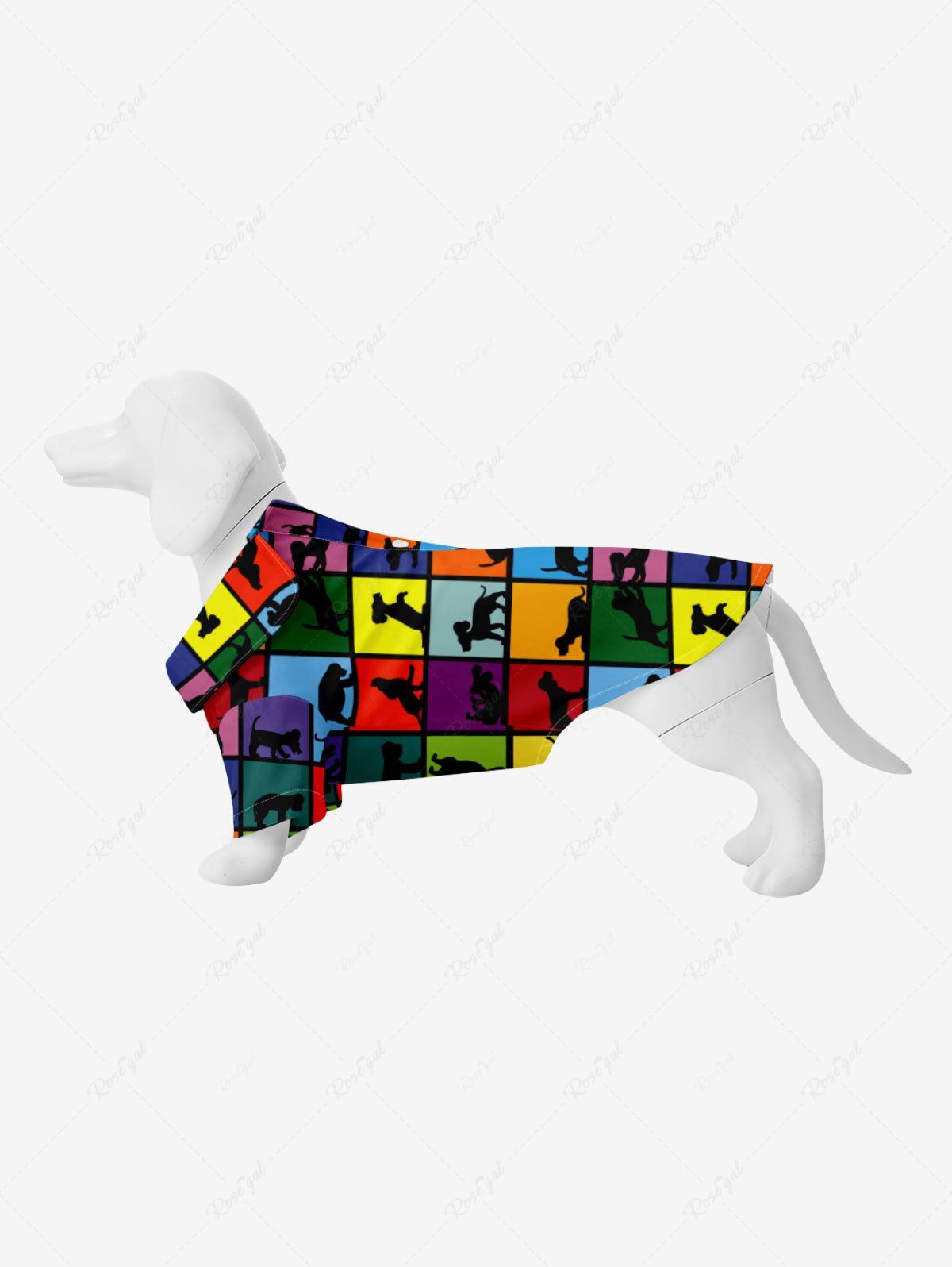 Buy Pet's Colorful Plaid Colorblock Animal Zoo Print Button Shirt  