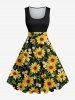 Sunflowers Daisy Floral Leaf Print Plus Size Matching Hawaii Beach Outfit For Couples -  