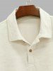 Men's Solid Color Jacquard Flocking Polo Collar Half Buttoned Short Sleeves T-shirt -  