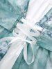 Plus Size Flower Tie Dye Print Lace Up 2 in 1 A Line Cottagecore Dress -  