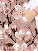 Plus Size Plum Blossoming Flowers Leaf Print Hawaii Split Midi Dress -  