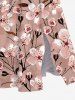 Plus Size Plum Blossoming Flowers Leaf Print Hawaii Split Midi Dress -  