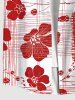 Plus Size Floral Line Braided Print Hawaii Button Pocket Shirt For Men -  