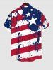 Plus Size Painting Splatter Patriotic American Flag Print Button Pocket Shirt For Men -  