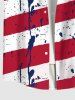 Plus Size Painting Splatter Patriotic American Flag Print Button Pocket Shirt For Men -  