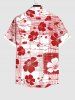 Plus Size Floral Line Braided Print Hawaii Button Pocket Shirt For Men -  