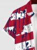 Plus Size Painting Splatter Patriotic American Flag Print Button Pocket Shirt For Men -  