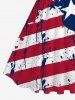 Plus Size Painting Splatter Patriotic American Flag Print 1950s Vintage Swing A Line Dress -  