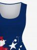Plus Size Painting Splatter Patriotic American Flag Print 1950s Vintage Swing A Line Dress -  