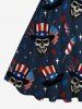Robe Grande Taille Imprimée Drapeau Américain à Crâne - Bleu de Minuit 4X