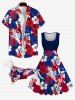 Pet's Tropical Leaf Hibiscus Flowers Print Hawaii Shirt -  