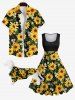 Pet's Sunflowers Daisy Floral Leaf Print Hawaii Shirt -  