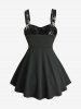 Plus Size Jacquard Floral Textured Bowknot Tied Backless Tank Top -  