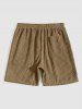 Short Décontracté en Couleur Unie à Cordon avec Poches en Velours Côtelé pour Homme - café S
