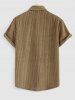 Men's Solid Color Corduroy Button Up Short Sleeves Shirt -  